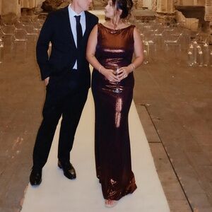 Mac Duggal Women's Metallic Brown Maxi Dress